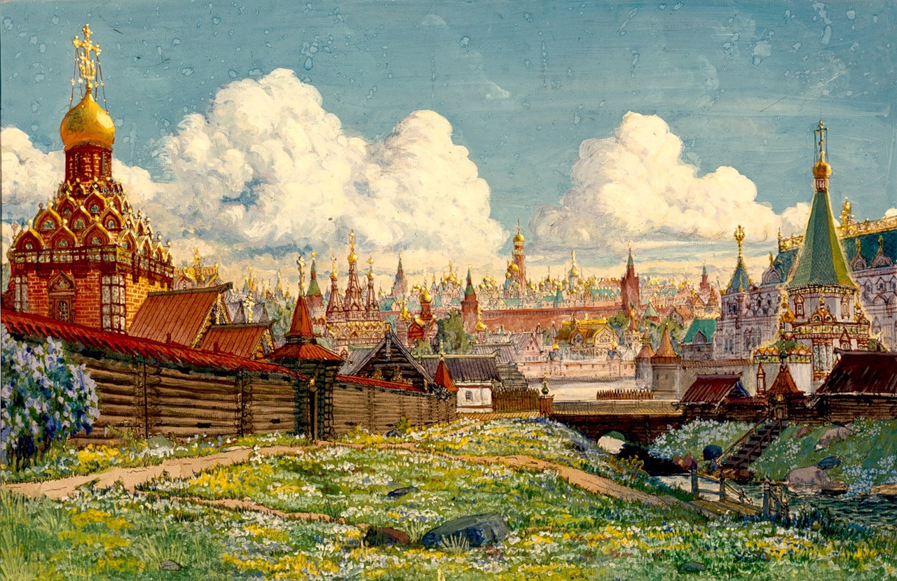 Расцвет Кремля Всехсвятский мост и Кремль в конце 17 века Васнецов